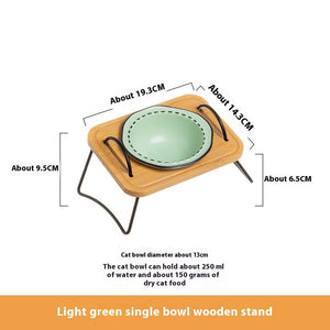 Enhance Your Pet's Dining Experience with Our Wooden Rack Ceramic Feeding Bowl