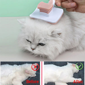 Self-Cleaning Pet Slicker Grooming Brush With Cleaner