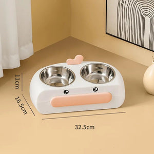 Enhance Your Pet's Mealtime with the Duck Design Pet Double Bowl Feeding Tray